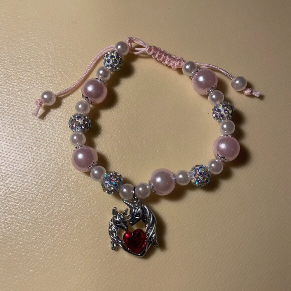 Adjustable Pink & Pearl Unicorn Charm Bracelet - Picture 4 of 6